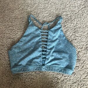 Blue High Neck Sports Bra